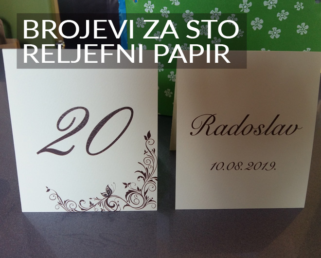 Brojevi za sto - italijanski reljefni papir