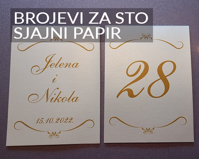 Brojevi za sto - papir koji se presijava